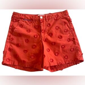 Anthropologie Relaxed Orange Dot Chino Shorts